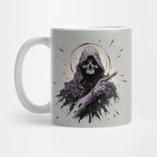 Monochrome Illustration of Skull Mug